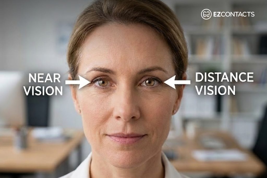 Configuration for monovision contacts