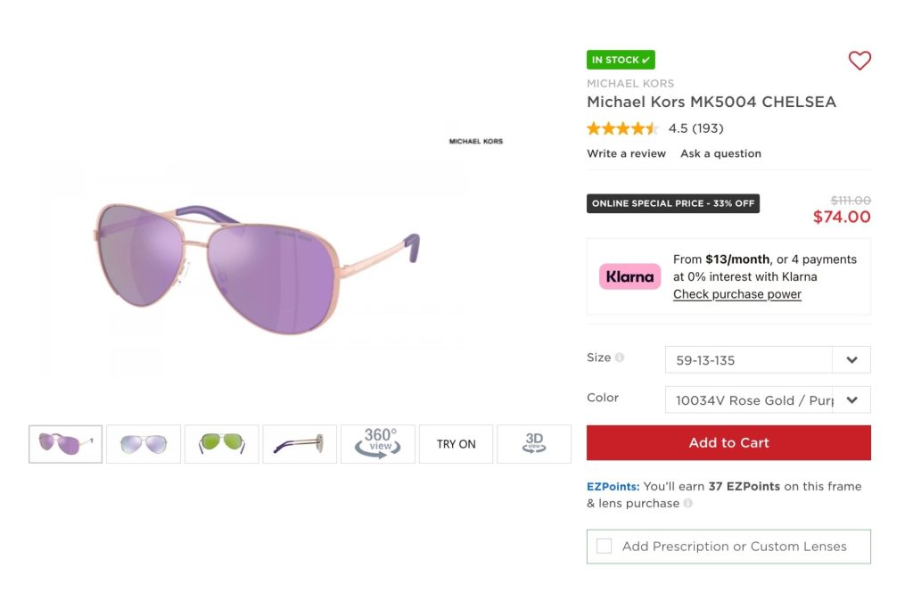Michael Kors MK5004 sunglasses at EZContacts