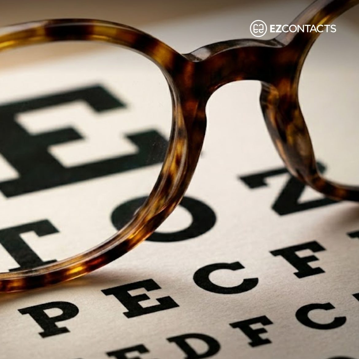 Close-up of eye test and glasses