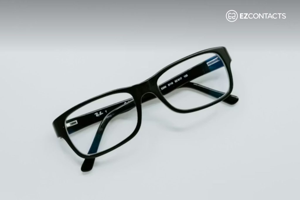 Black glasses on a white background