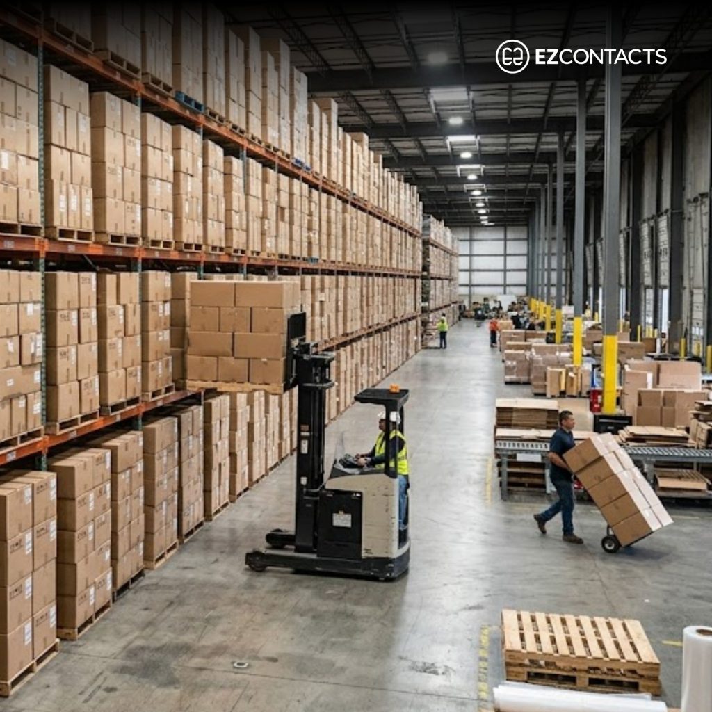 Boxes in a warehouse