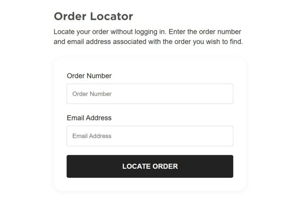 Order locator form