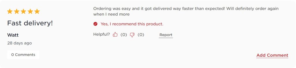EZContacts customer review screenshot