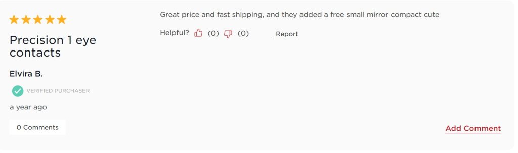 EZContacts customer review screenshot