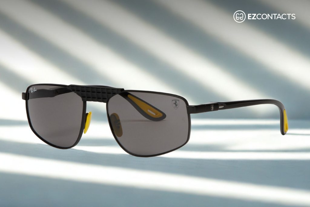Ray-Ban for Scuderia Ferrari RB3776M in matte black metal with dark gray lenses