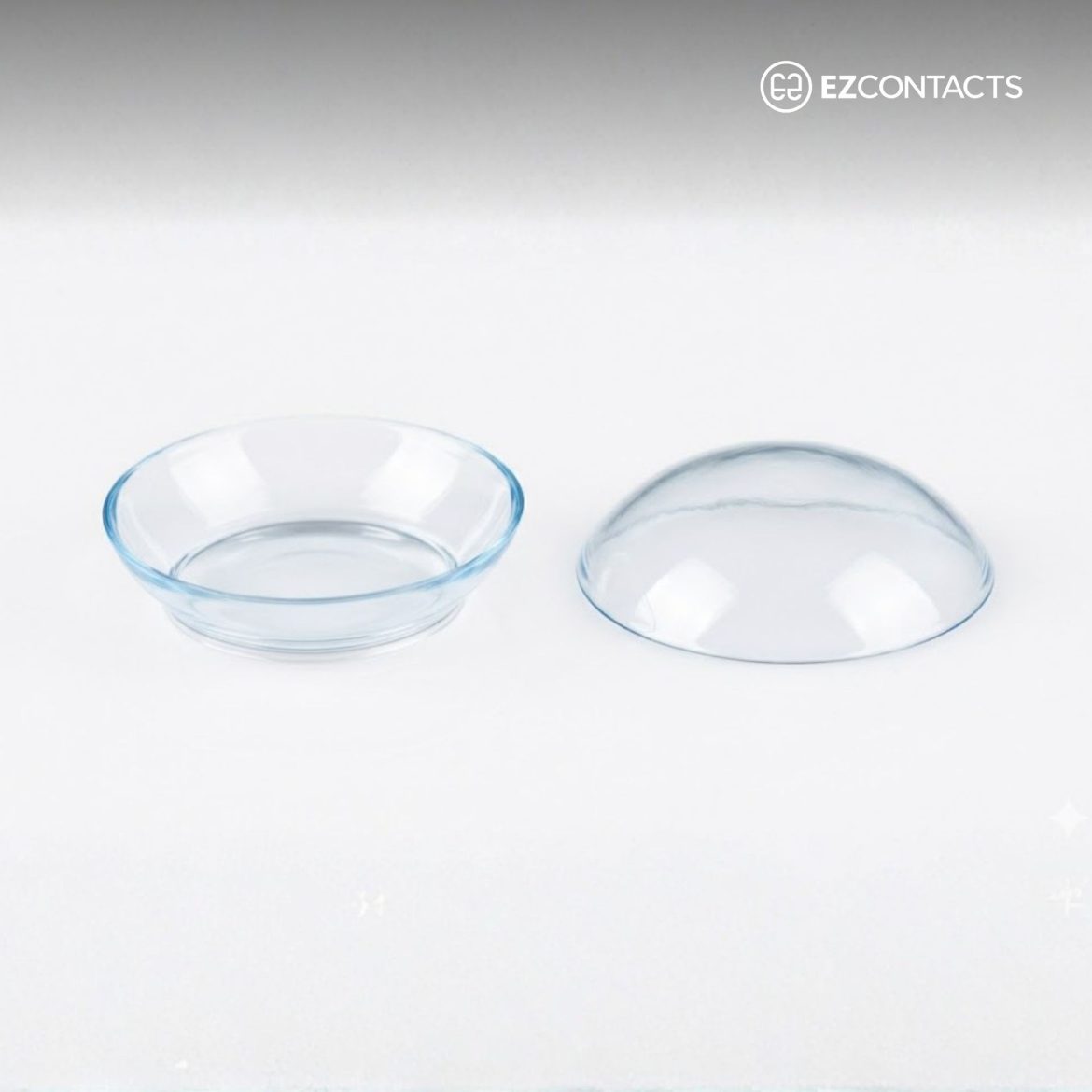 Two contact lenses on a white background