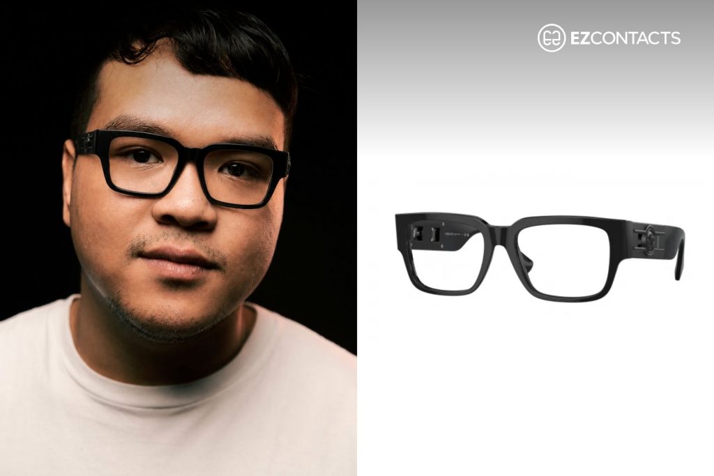 Man wearing Versace VE3350 glasses
