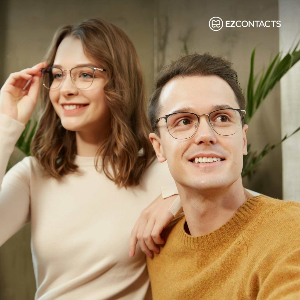 Couple wearing glasses