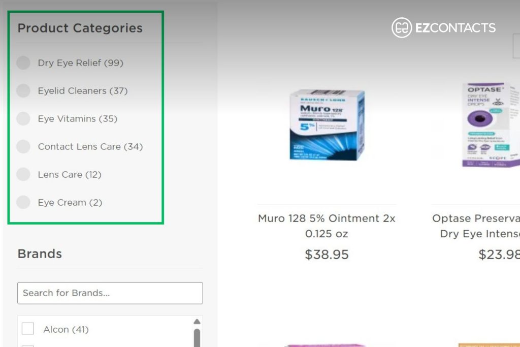 Eyecare products at EZContacts