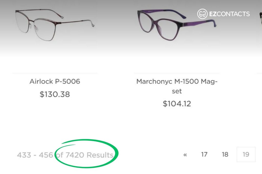 Number of glasses at EZContacts
