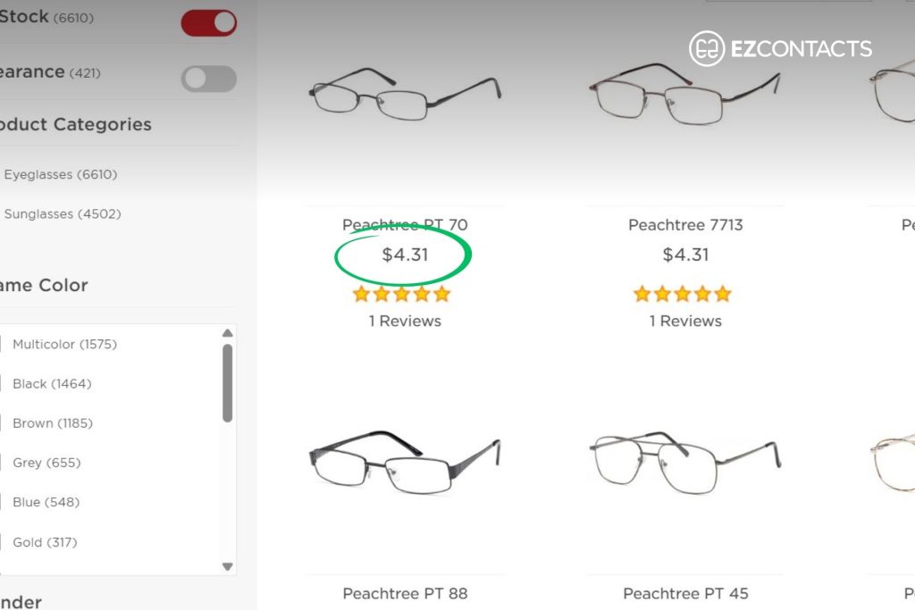 Peachtree glasses at EZContacts