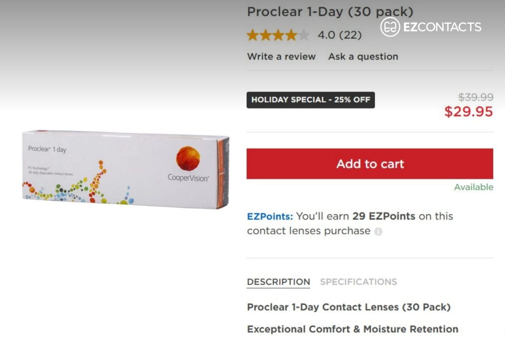 Proclear 1-Day lenses at EZContacts