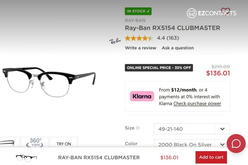 Ray-Ban RX5154 glasses at EZContacts