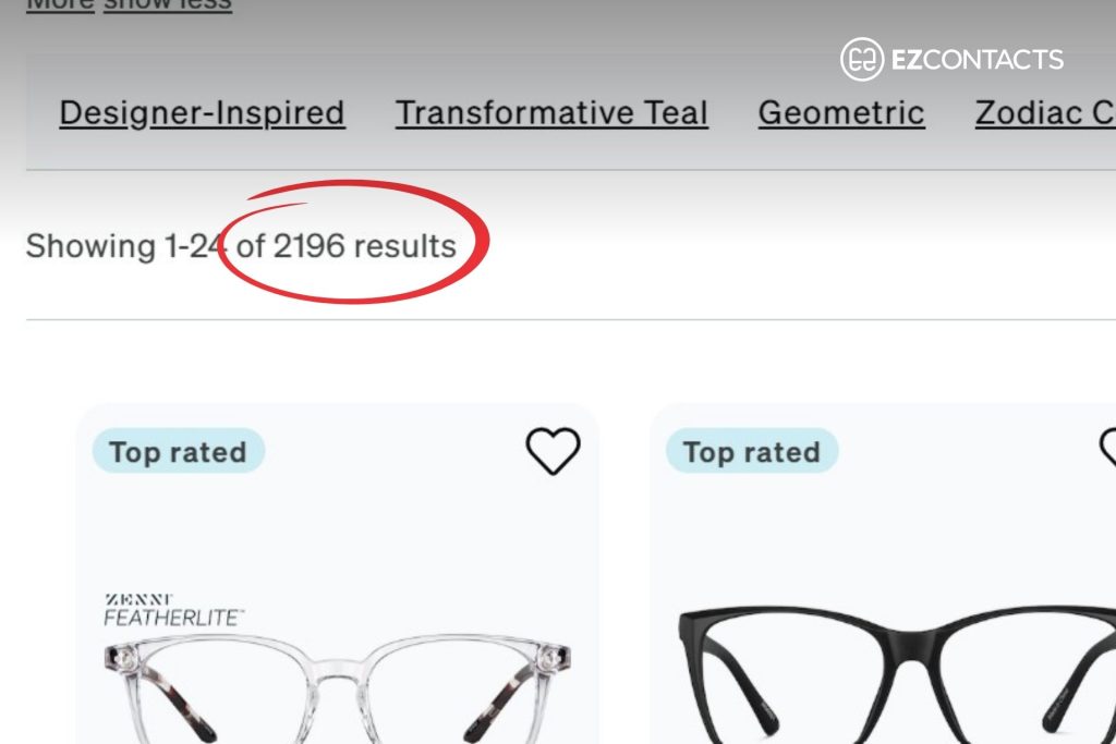 Number of eyeglass frames at Zenni Optical