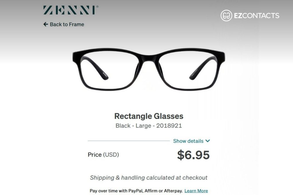 Black rectangle glasses at Zenni Optical