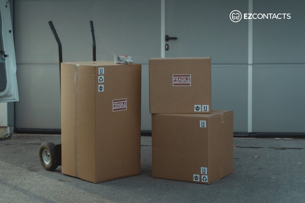 Three shipping boxes