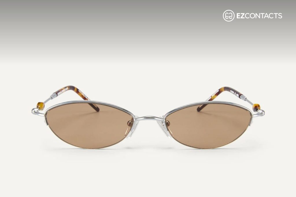 Jewel frame in silver tortoise with brown lenses