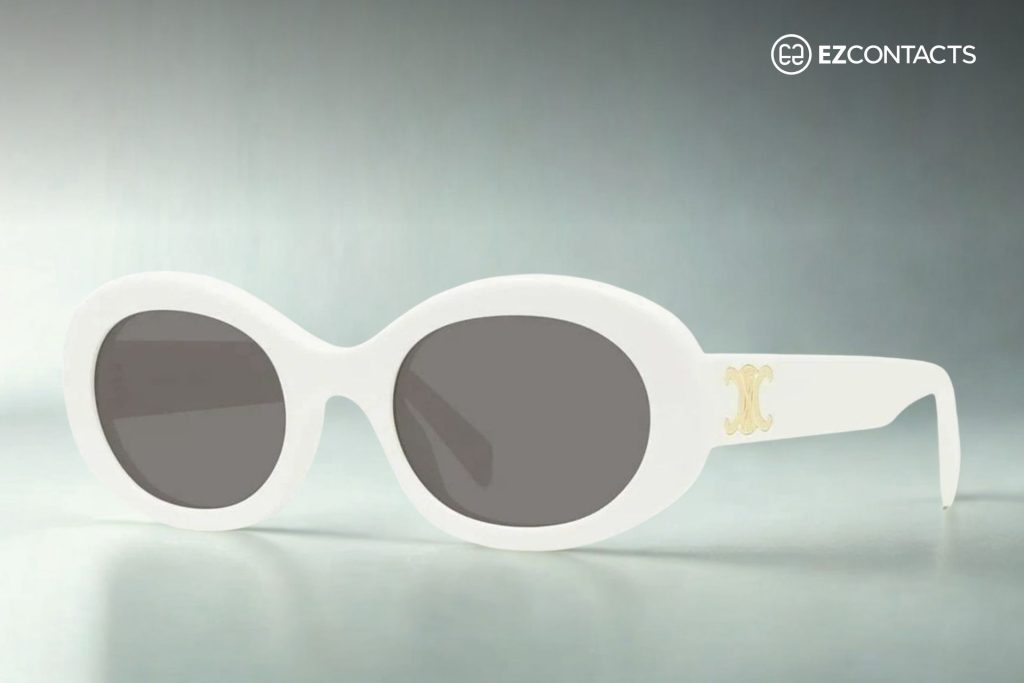 Celine Triomphe CL40194U sunglasses in shiny ivory with “Smoke” lenses