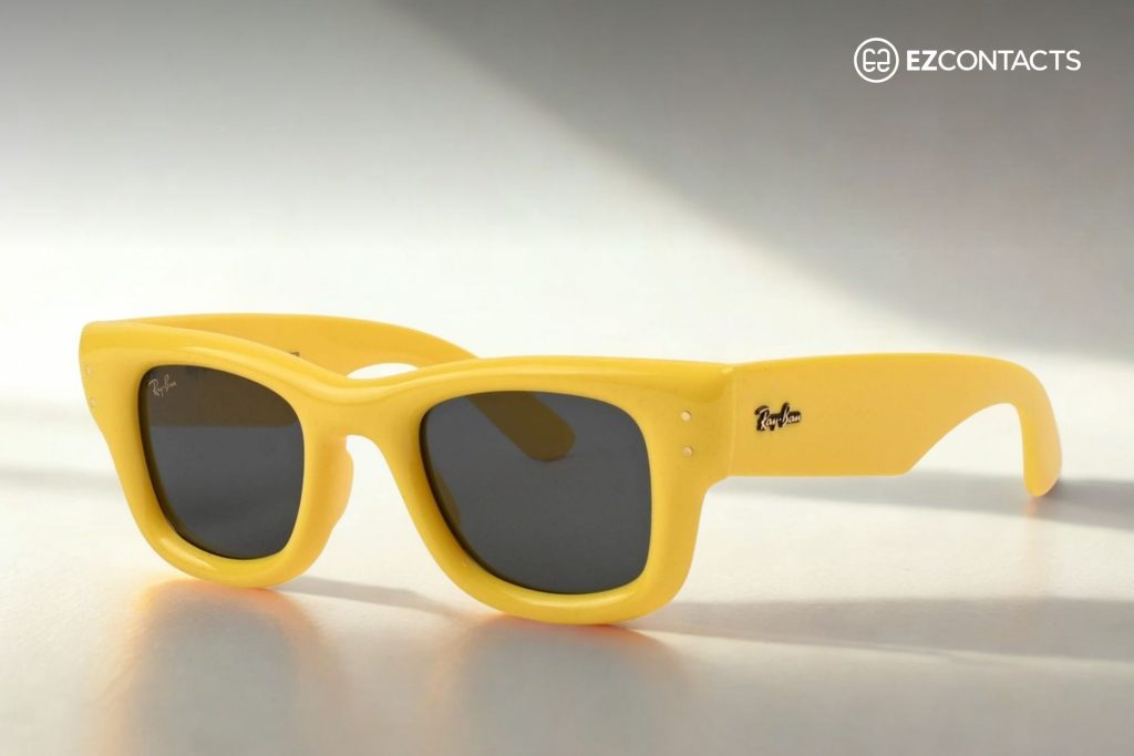 Ray-Ban RB4940 Wayfarer Puffers in yellow with “Ultra Black” lenses