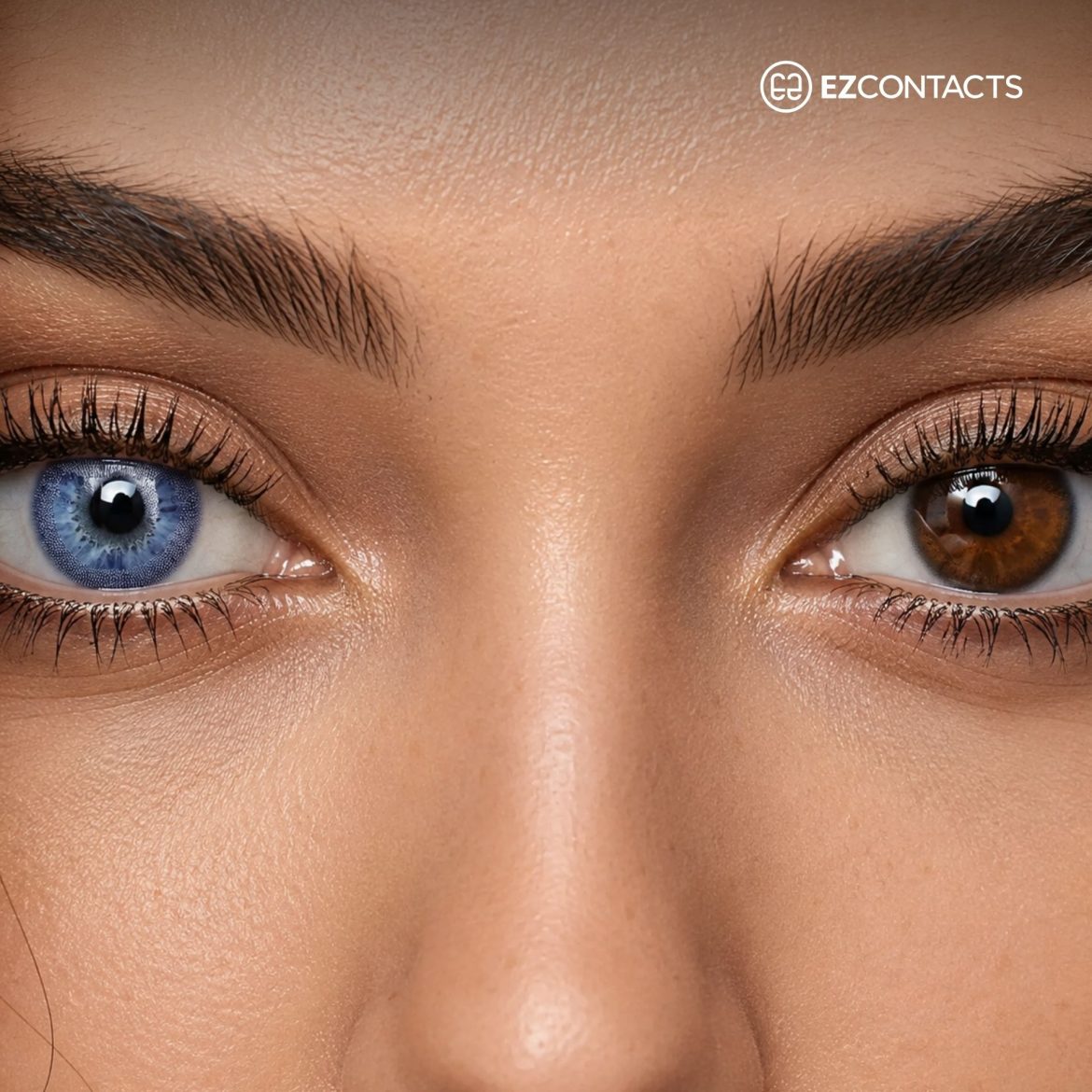 Blue eye and brown eye