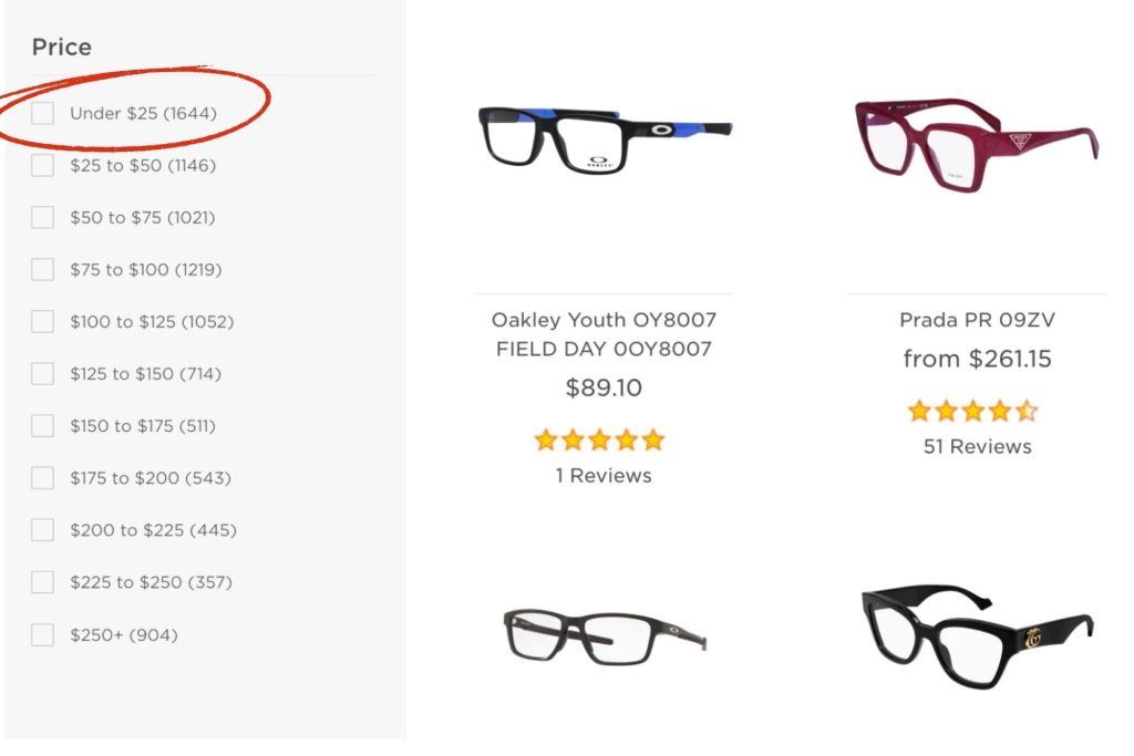 EZContacts Price Filter