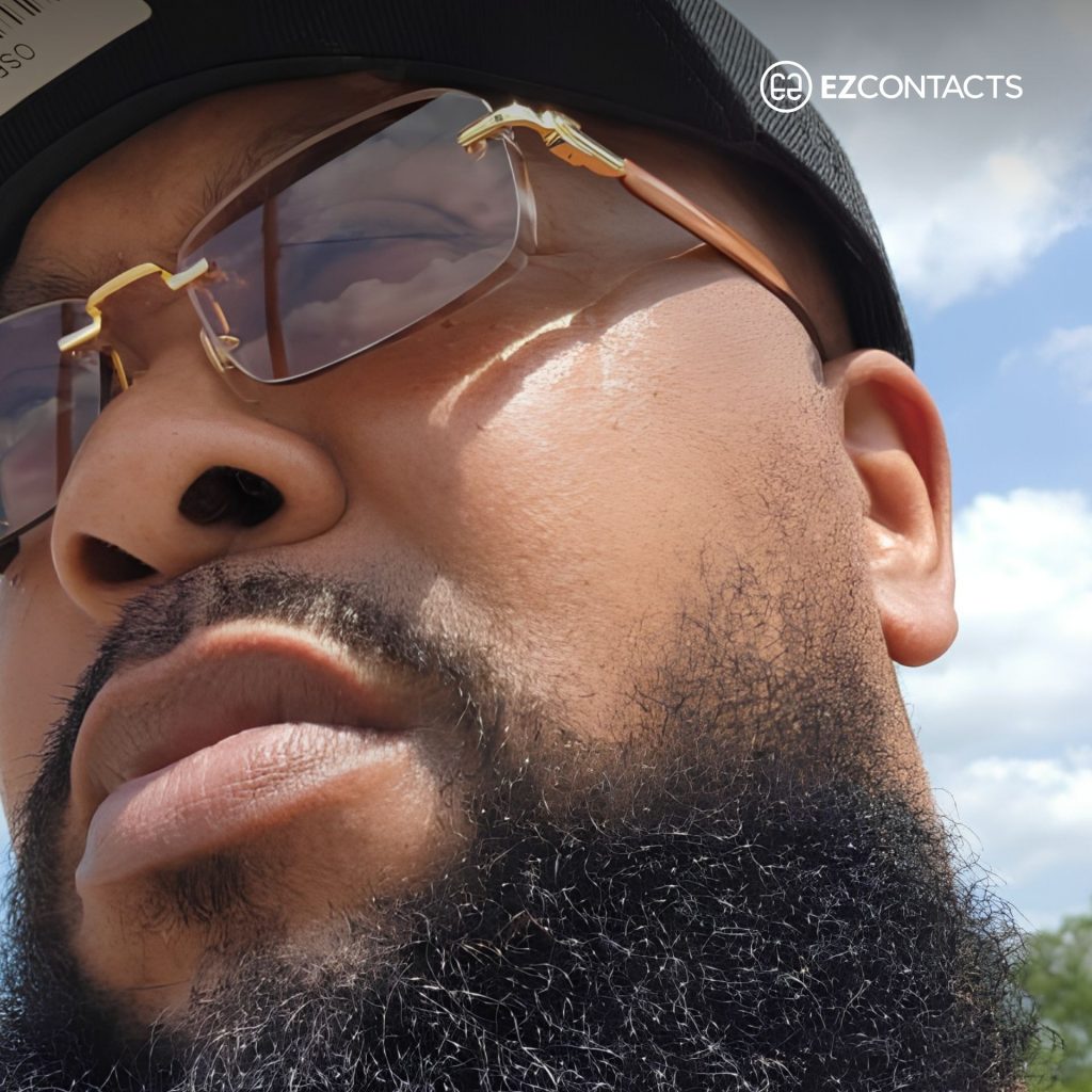 Close-up of man wearing Gucci GG1221O glasses