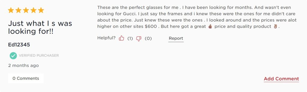 EZContacts customer review screenshot