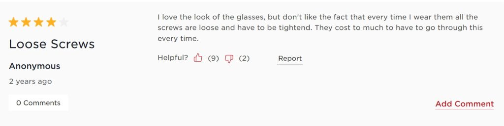 EZContacts customer review screenshot