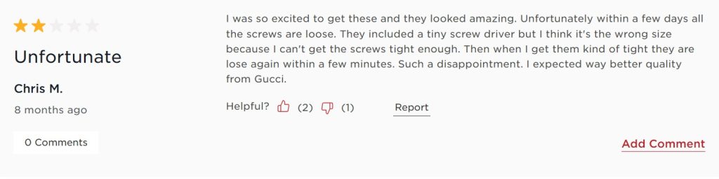 EZContacts customer review screenshot