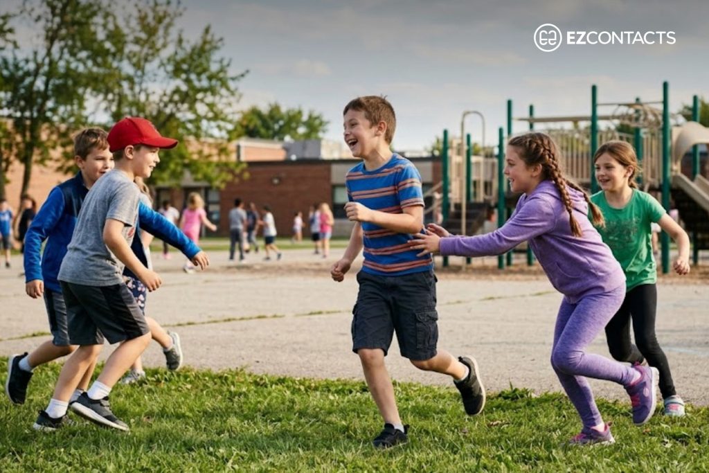 Group of children playing at school