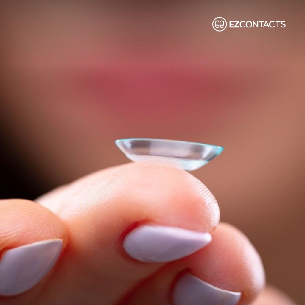 Contact lens on finger