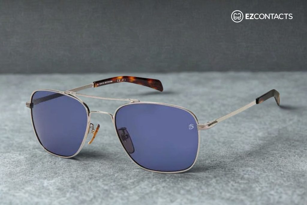 DB 7019/S in Ruthenium with blue lenses
