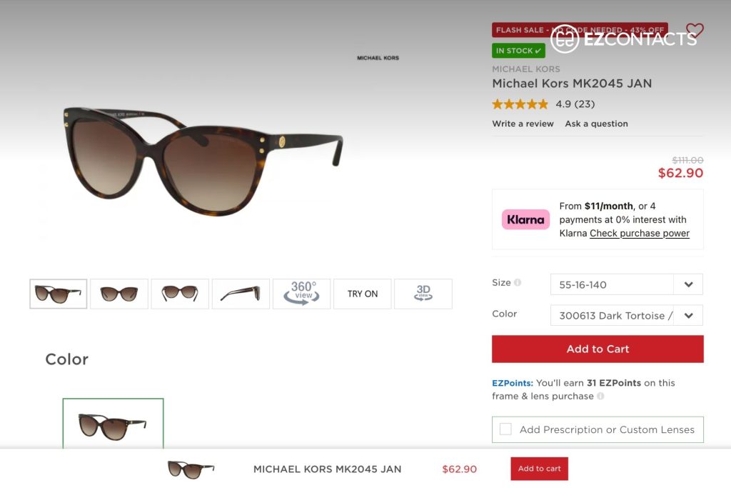 Michael Kors MK2045 JAN Sunglasses at EZContacts