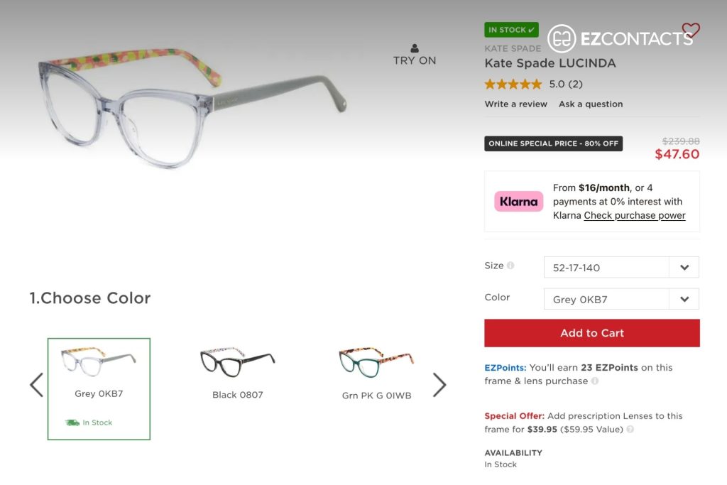 Kate Spade Lucinda Glasses at EZContacts