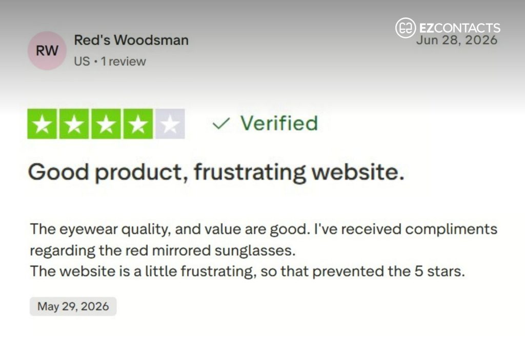 Zenni Optical Trustpilot Review Screenshot