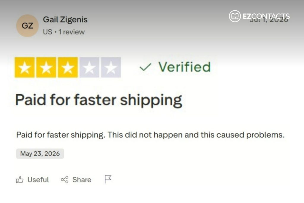 Zenni Optical Trustpilot Review Screenshot