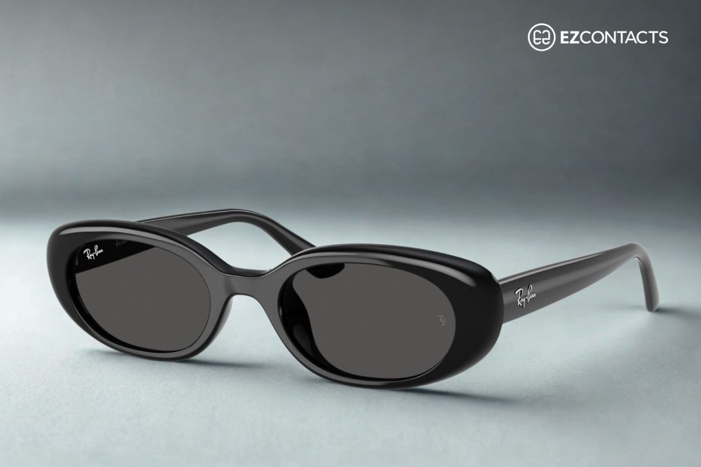 Rb4441D in polished black with dark grey lenses