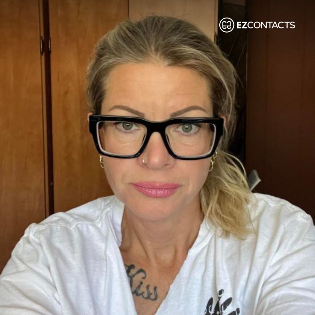 EZContacts Customer Wears Miu Miu MU 02XV in Striped Tobacco