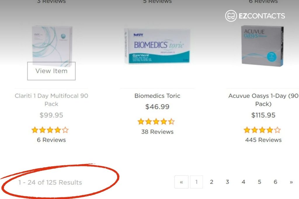 EZContacts Number of Contact Lenses