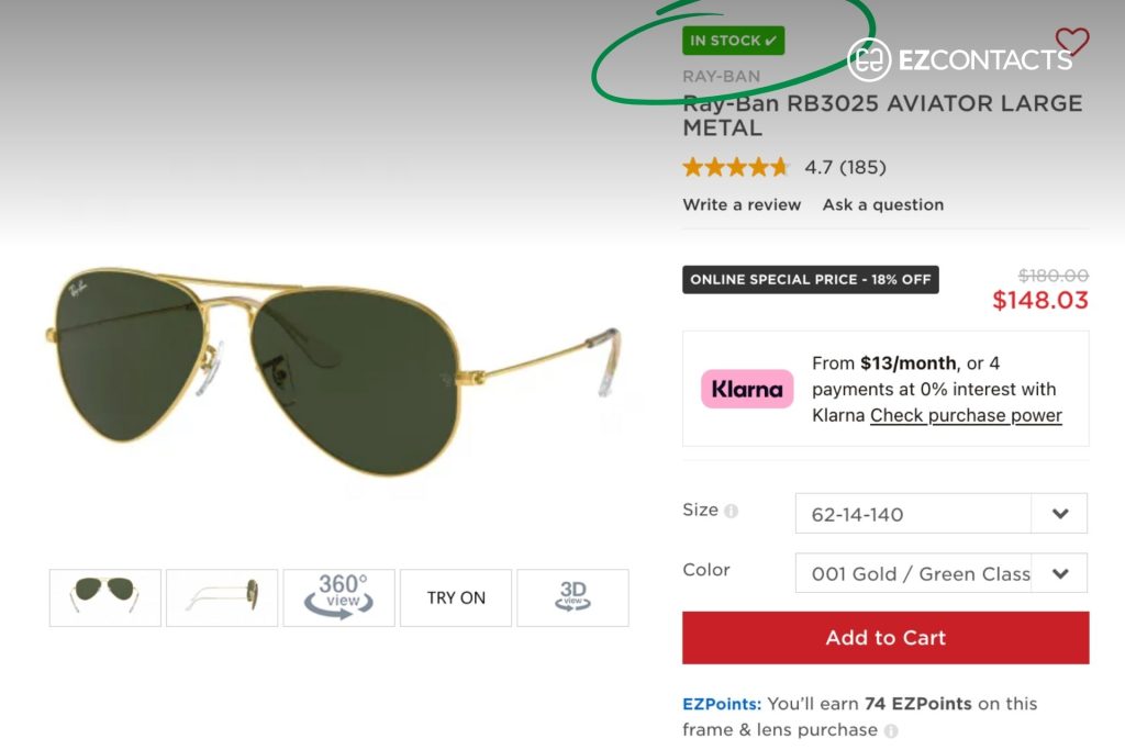 Ray-Ban RB3025 AVIATOR LARGE METAL Sunglasses