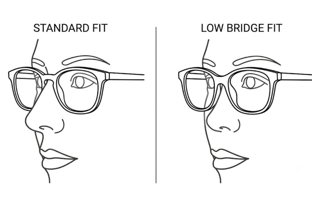 Diagram of Standard Fit Vs Low Bridge Fit Design Frames 
