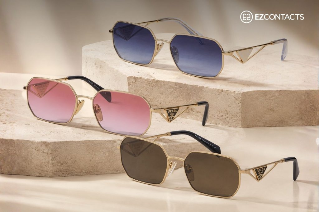 Prada PR A51S Sunglasses With Brown, Blue, and Pink Gradient Lenses