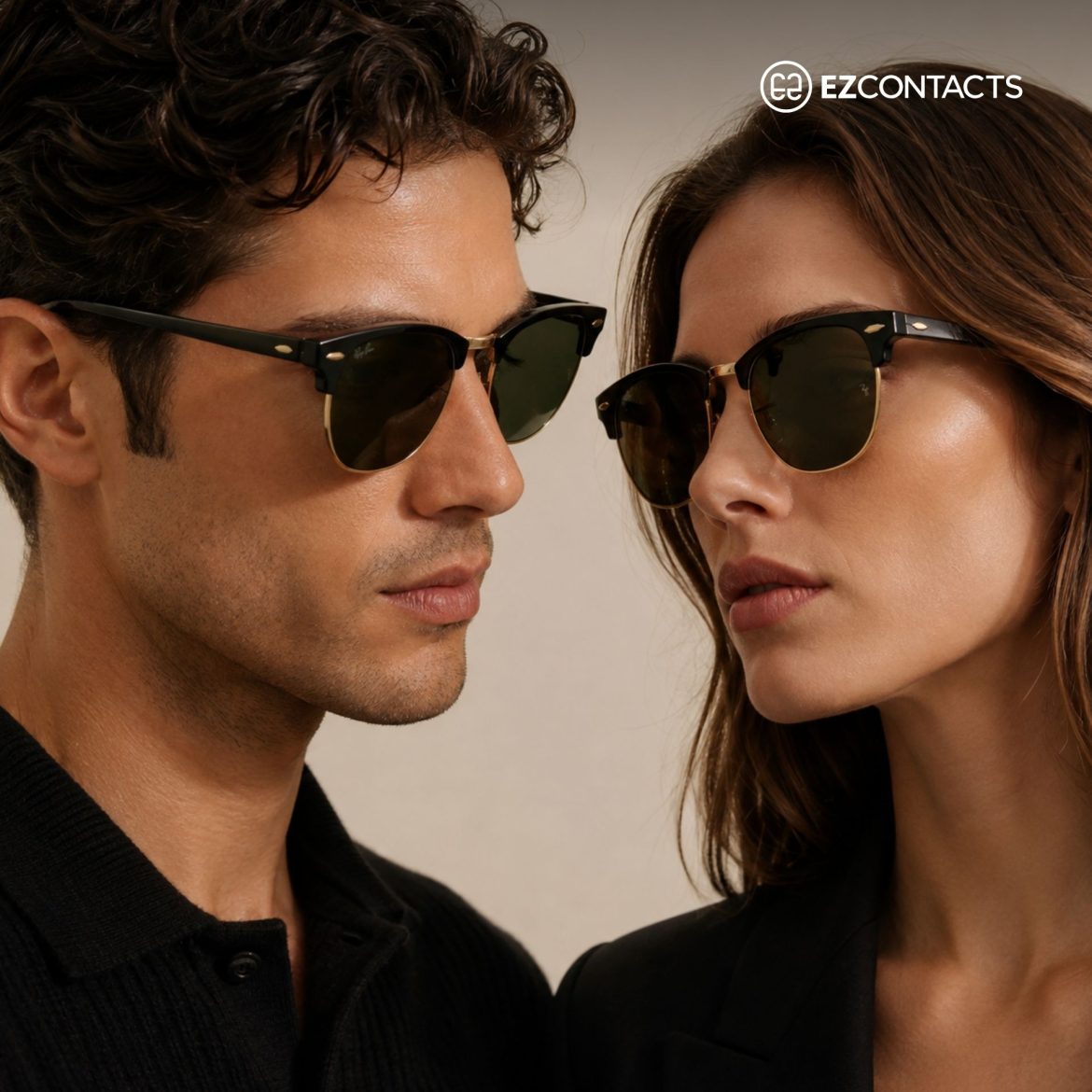 Man and Woman Wearing Clubmaster Sunglasses