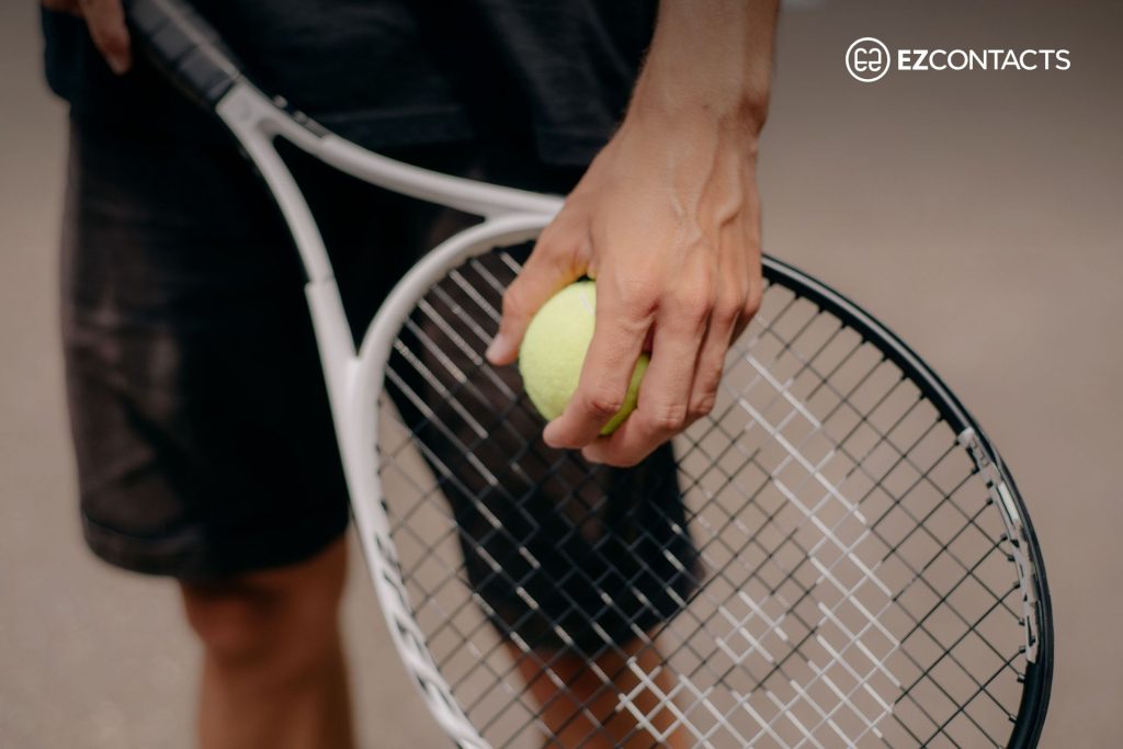 Close-up of tennis racket