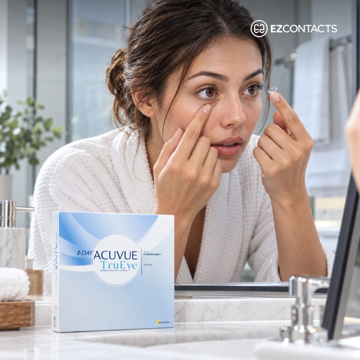Woman Putting in a Contact Lens