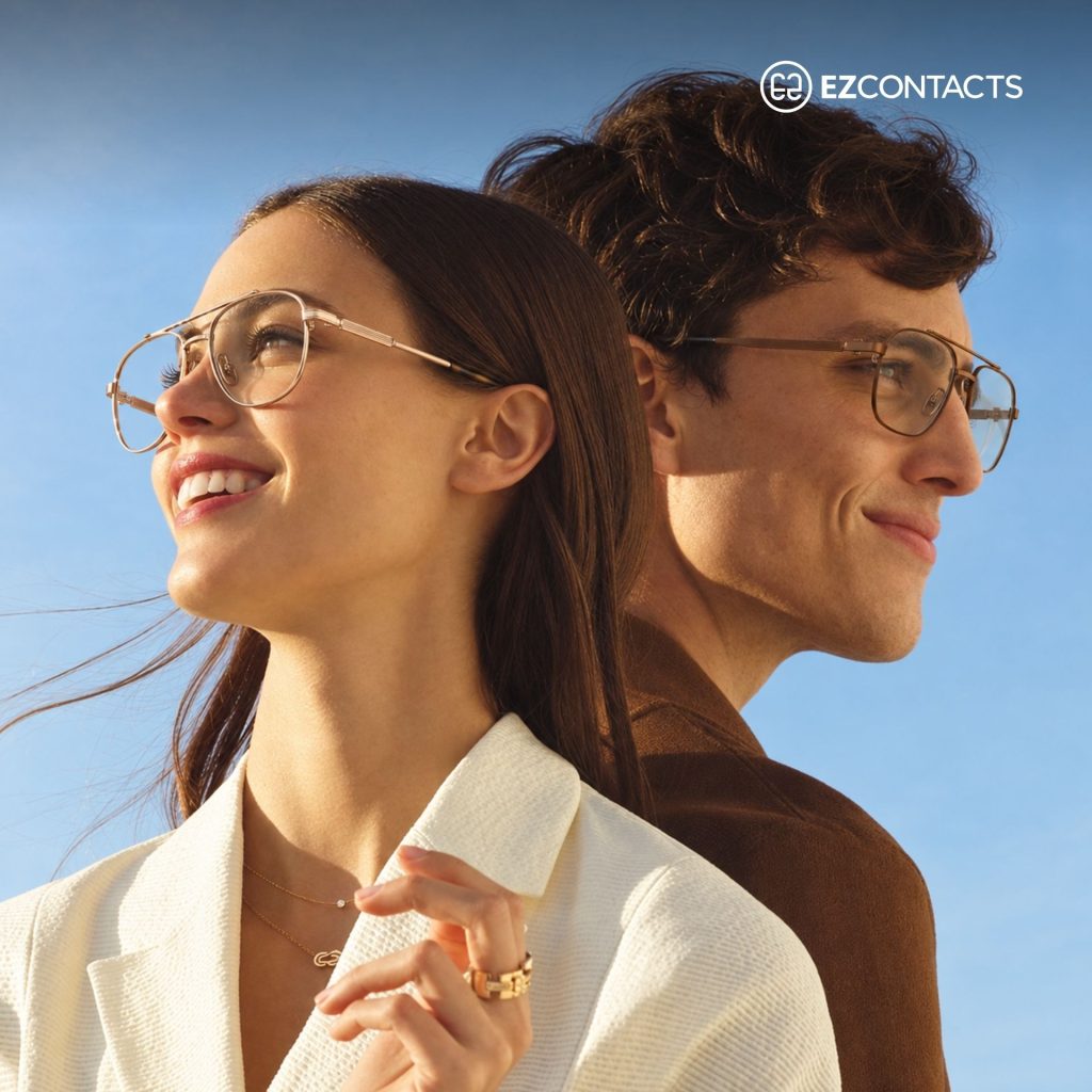Man and Woman Wearing Aviator Eyeglasses