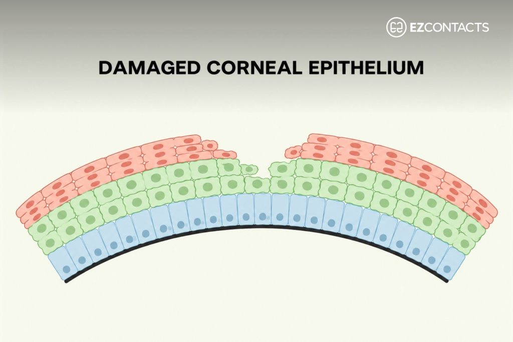 Illustration of Damaged Corneal Epithelium