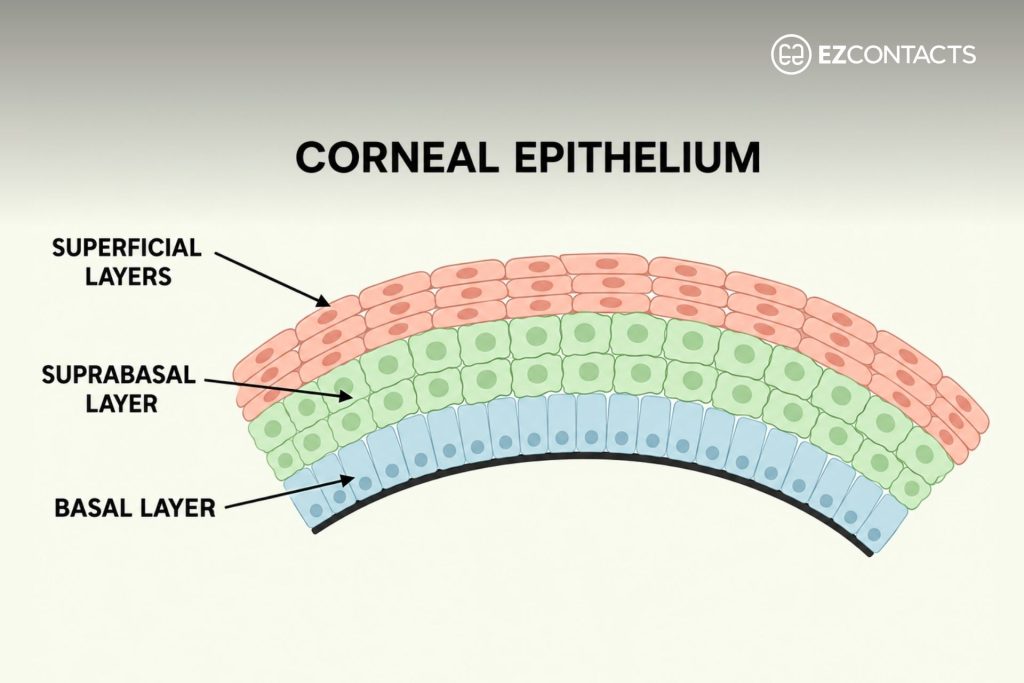 Illustration of Healthy Corneal Epithelium Layers