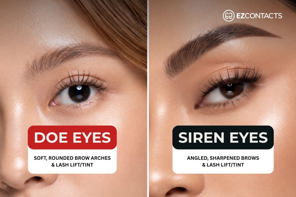 Eyebrows on Doe Eyes vs Siren Eyes