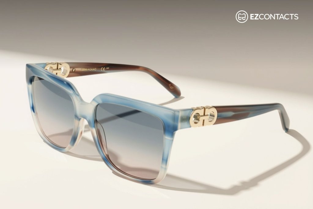 Sand/Striped Blue Ferragamo Sunglasses